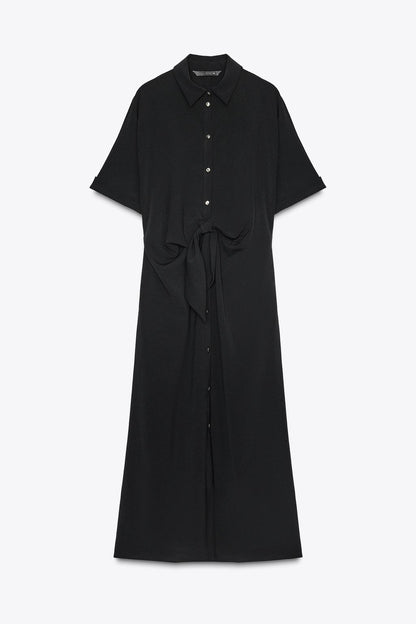 KNOT MIDI DRESS Black