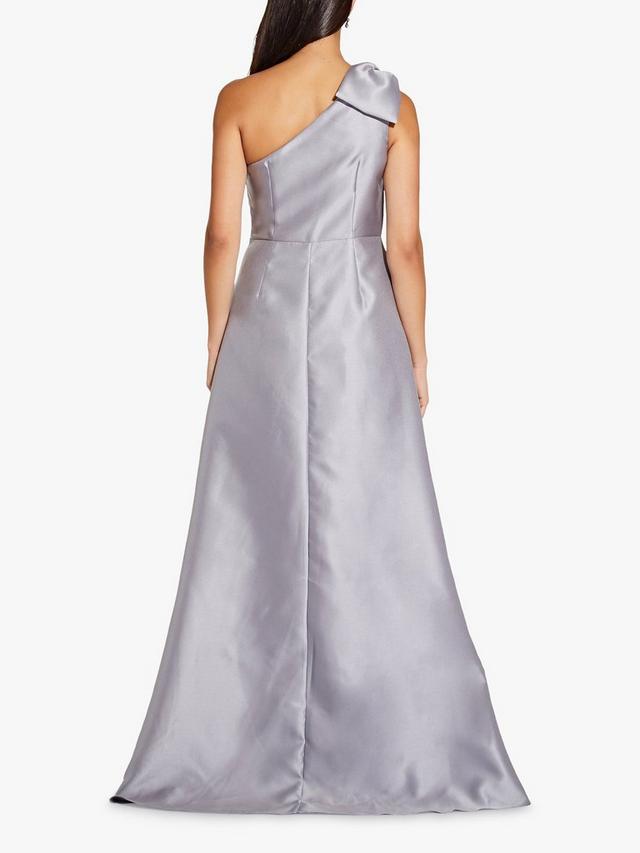 Mikado High Low Long Maxi Dress, Silver