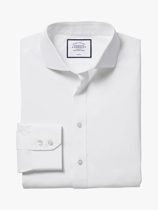 Cutaway Collar Non-Iron Poplin Slim Fit Shirt, White