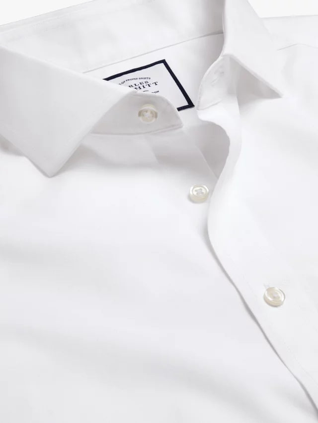 Cutaway Collar Non-Iron Poplin Slim Fit Shirt, White