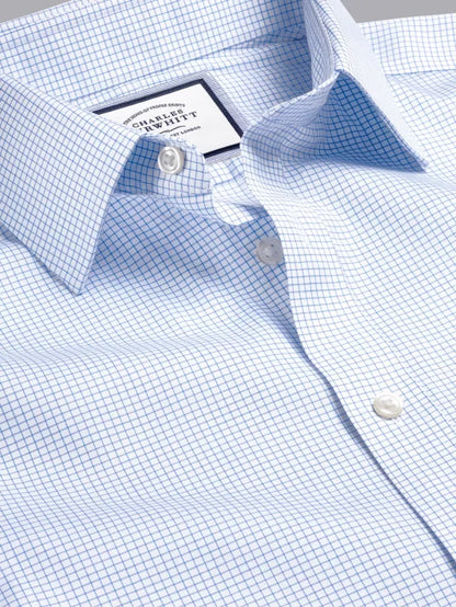 Classic Collar Non-Iron Twill Mini Grid Slim Fit Shirt, Cornflower Blue