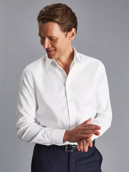 Classic Collar Non-Iron Twill Slim Fit Shirt, White