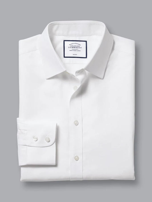 Classic Collar Non-Iron Twill Slim Fit Shirt, White