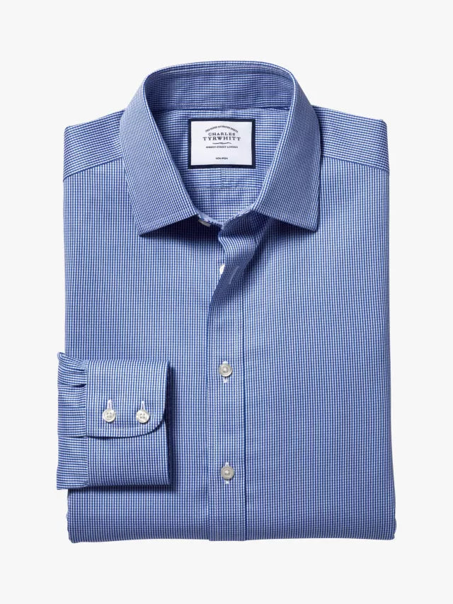 Non-Iron Puppytooth Slim Fit Shirt, Royal