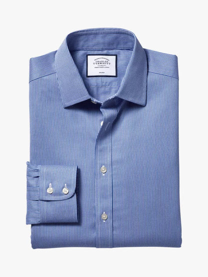 Non-Iron Puppytooth Slim Fit Shirt, Royal