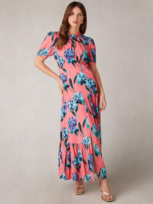 Scarlett Floral Print Twist Neck Maxi Dress Pink / Multi