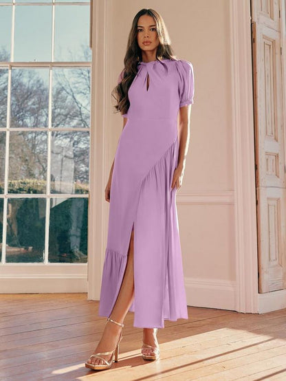 Scarlett Twist Neck Dress, Purple
