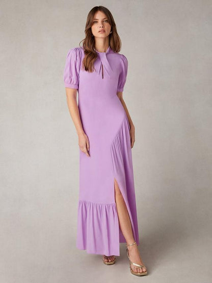 Scarlett Twist Neck Dress, Purple