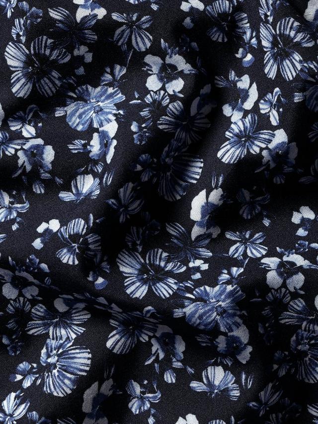 Cotton Slim Fit Large Floral Liberty Fabric Shirt, Navy/Multi