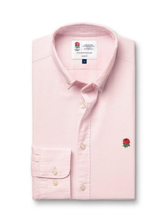 England Rugby Button-Down Washed Oxford Classic Fit Shirt - Pink