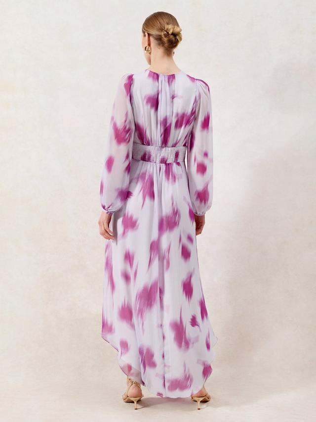 Anya Blurred Floral Dress, Pink/Multi