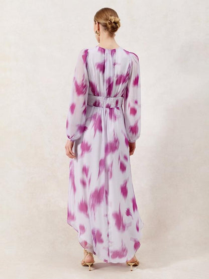 Anya Blurred Floral Dress, Pink/Multi