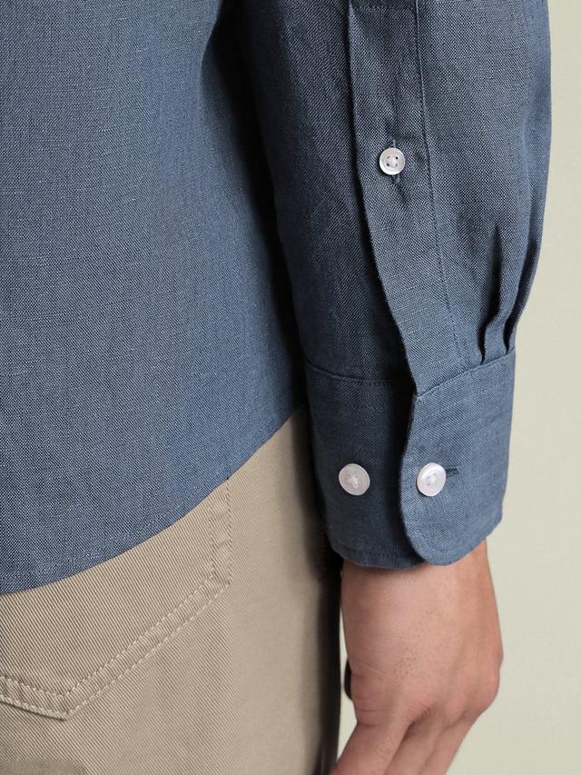 Pure Linen Slim Fit Shirt - Airforce Blue
