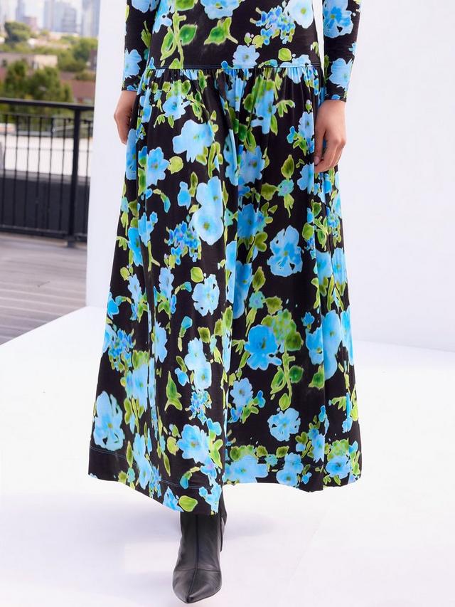 Floral Dropped Waist Jersey Dress