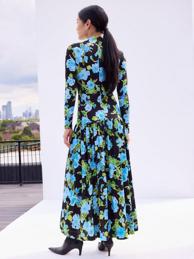 Floral Dropped Waist Jersey Dress