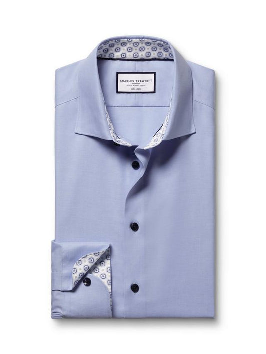 Pure Cotton Non Iron Slim Fit Shirt - Sky Blue