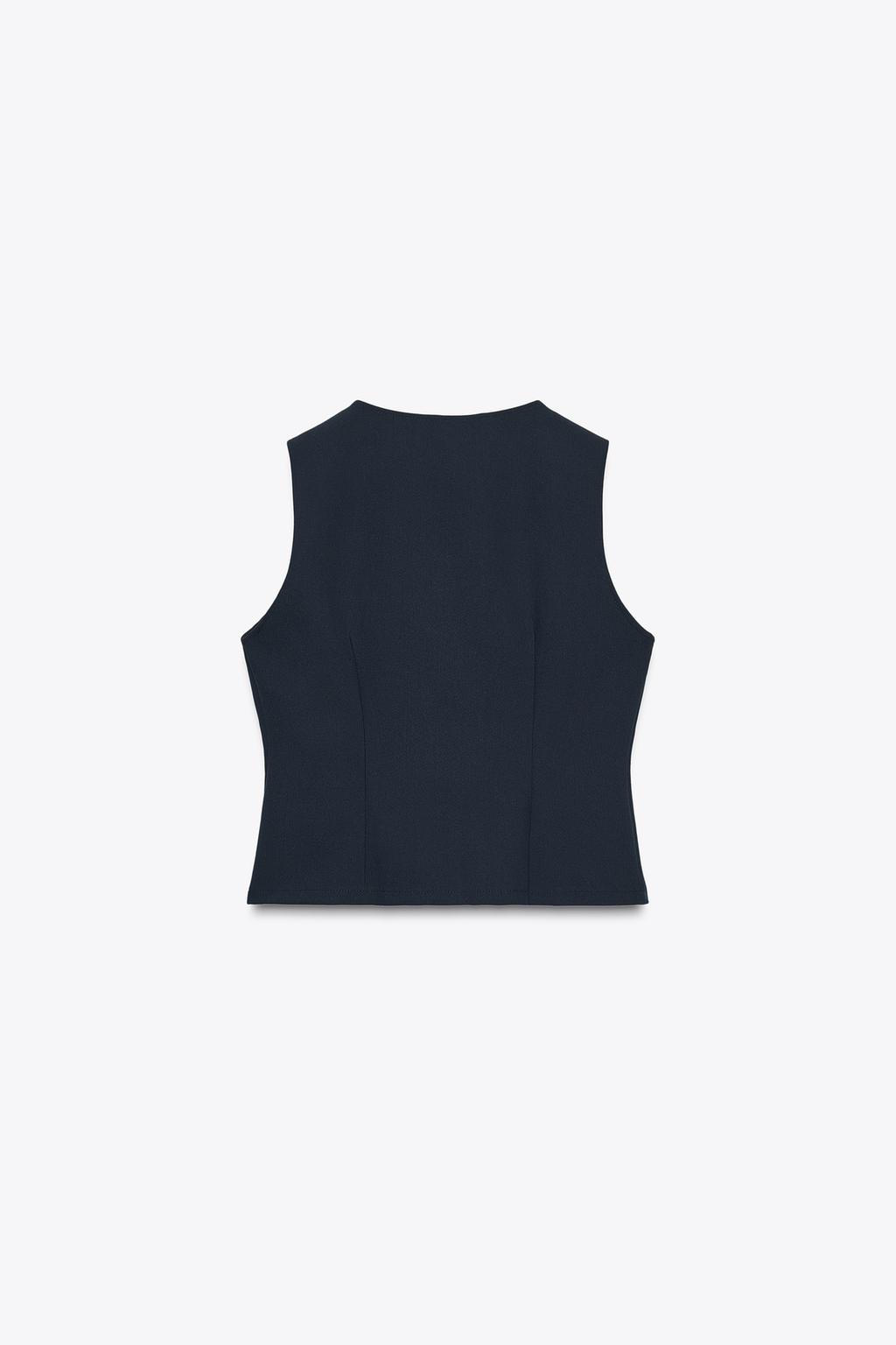 CREPE TOP WITH BUCKLES Navy
