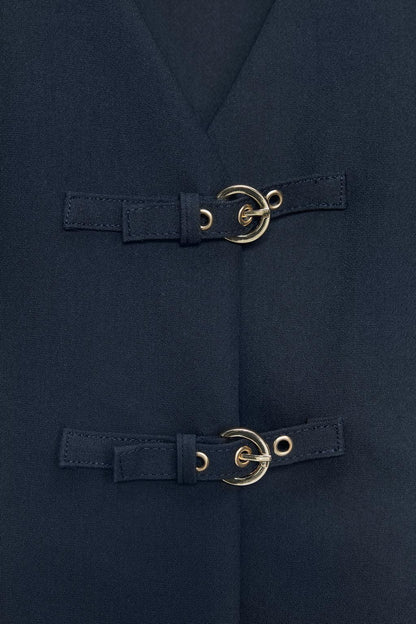 CREPE TOP WITH BUCKLES Navy