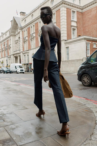 Zara Contrast Topstitch Trouser