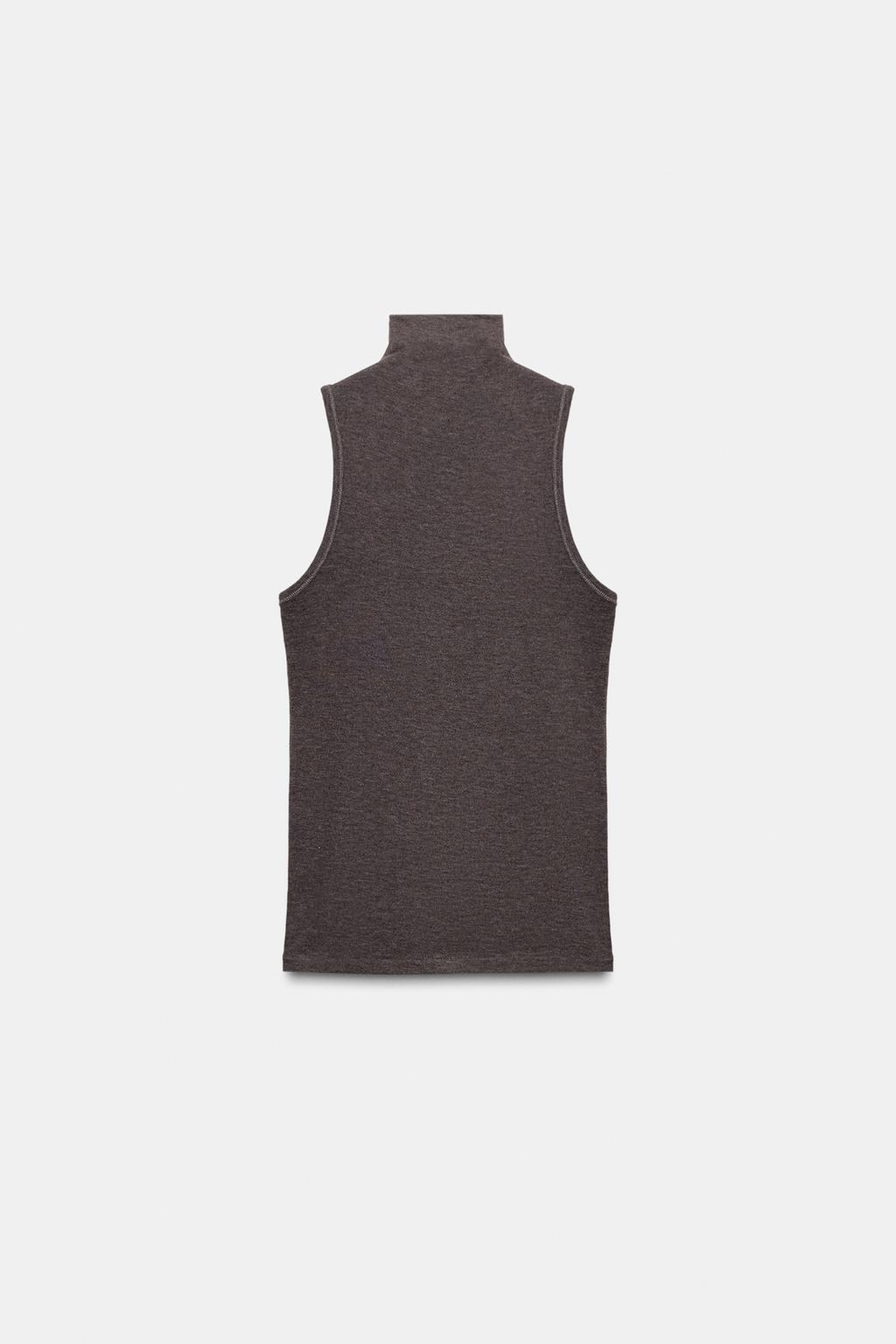 HIGH NECK SLEEVELESS TOP Brown