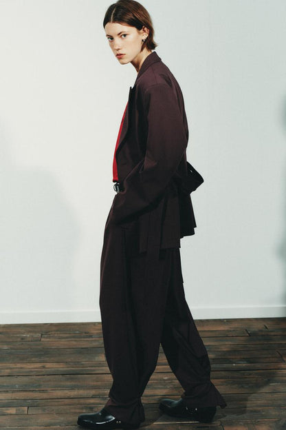 Zara Pleated Trouser With Button Hem