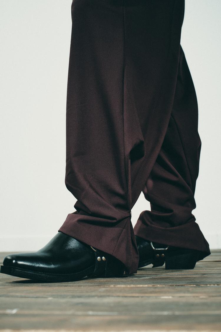 Zara Pleated Trouser With Button Hem