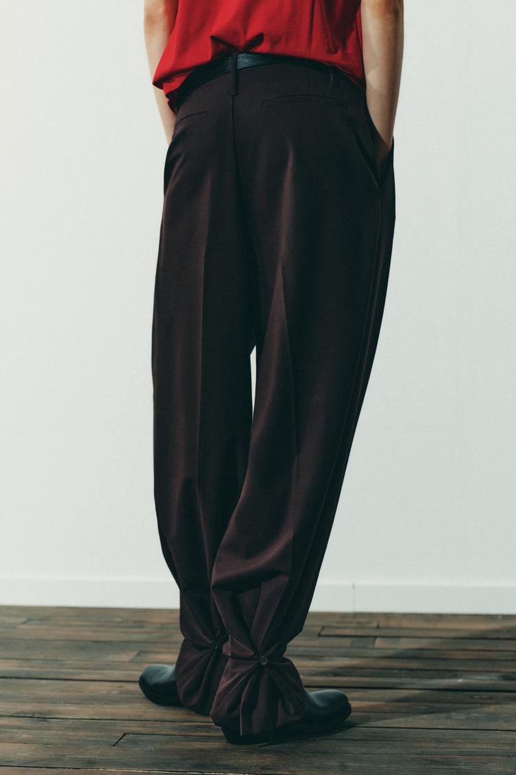 Zara Pleated Trouser With Button Hem