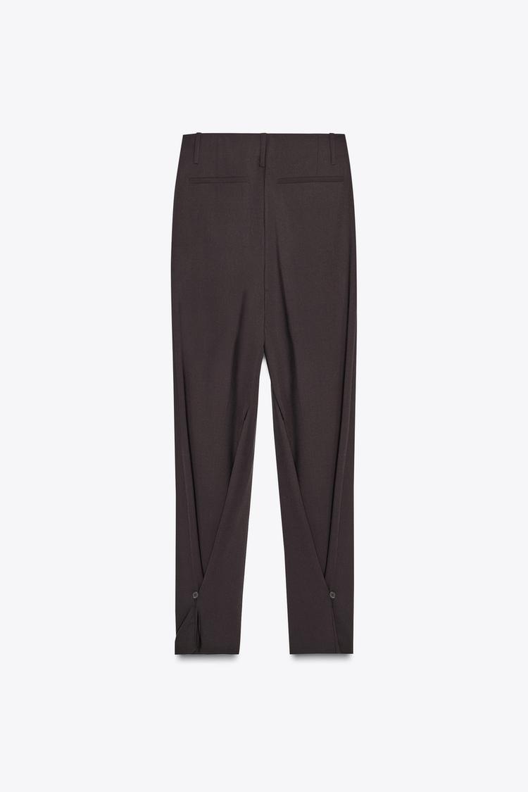 Zara Pleated Trouser With Button Hem