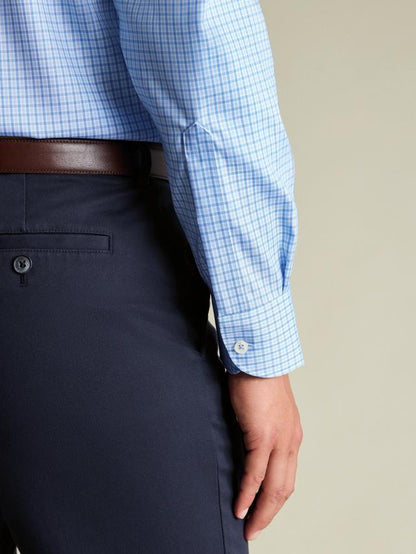 Check Non-Iron Cotton Pinpoint Oxford Slim Fit Shirt, Cornflower Blue