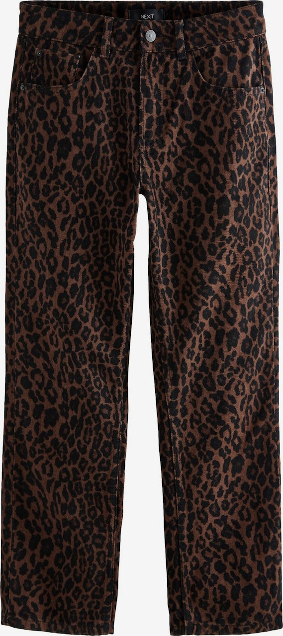 Brown Leopard Print Cropped Denim