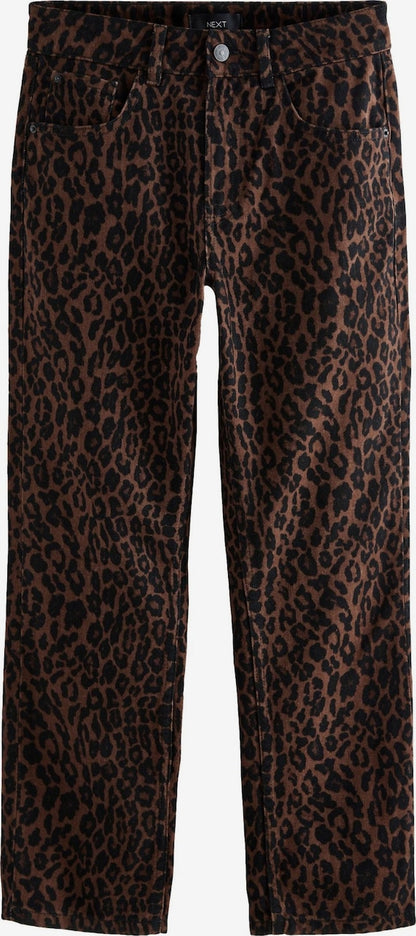 Brown Leopard Print Cropped Denim