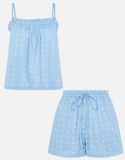 Dobby Print Vest Set Blue