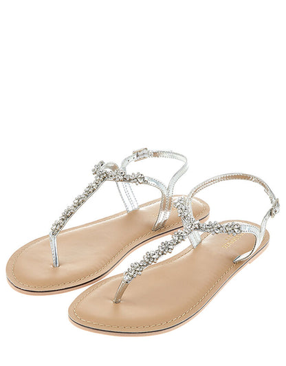 Reno Silver Embellished Sandals Silver