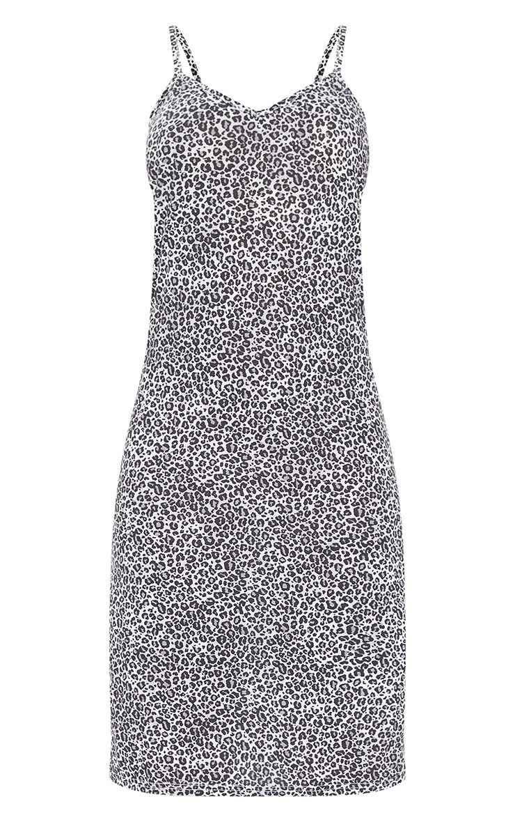 Black Leopard Jersey Split Cami Midi Dress