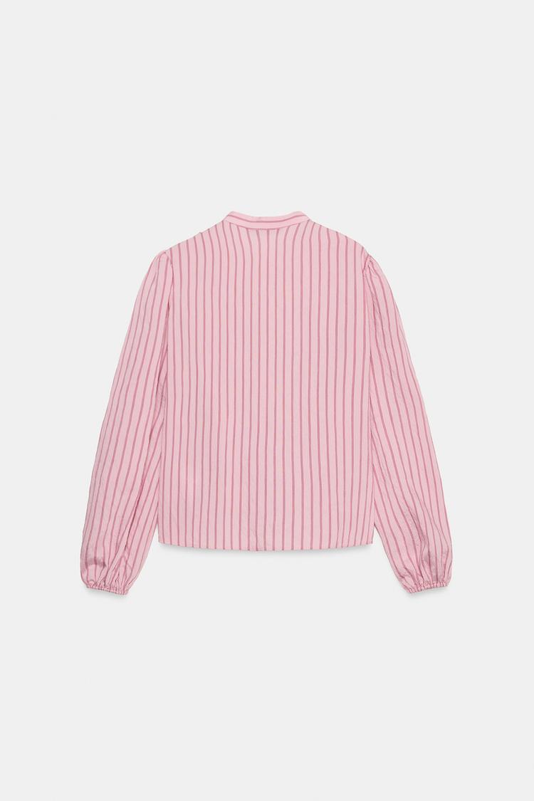 Ruffled Striped Shirt Pink
