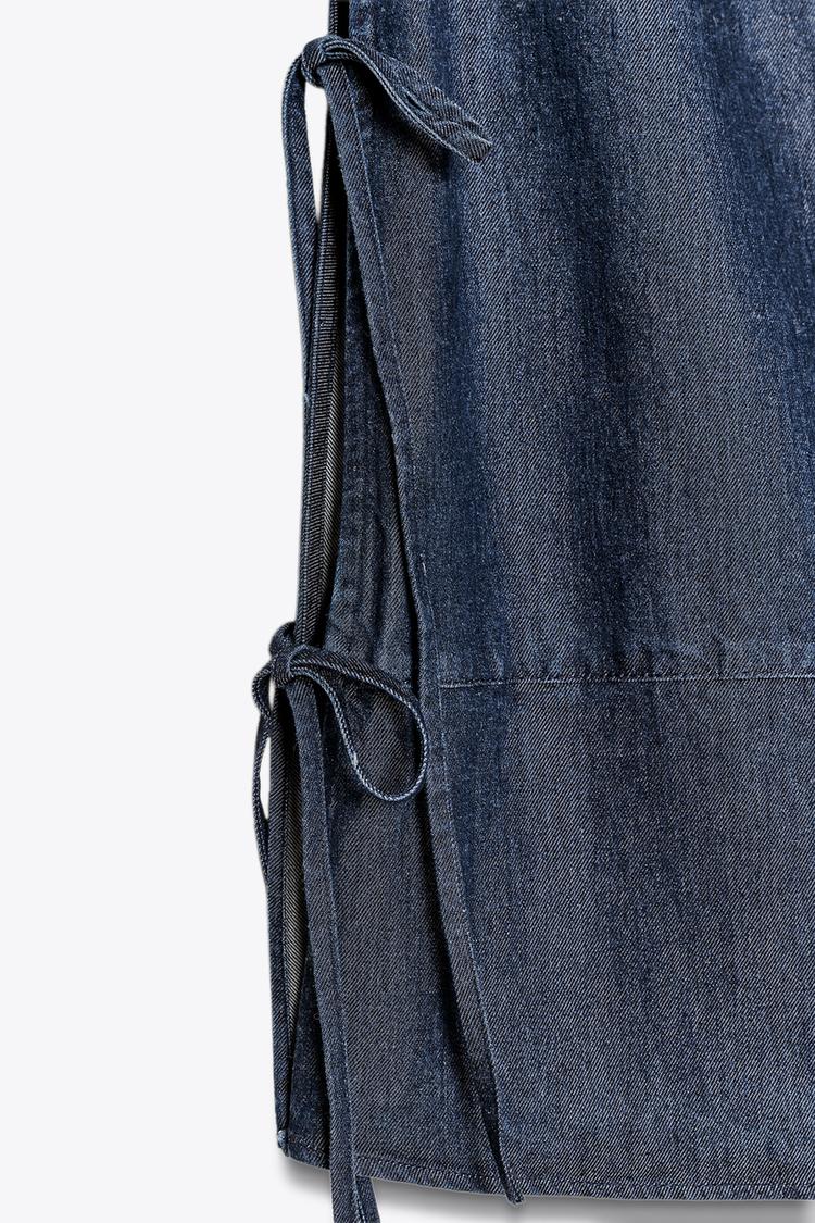 Zara Denim Tie Top and Crossover Denim Trousers Set