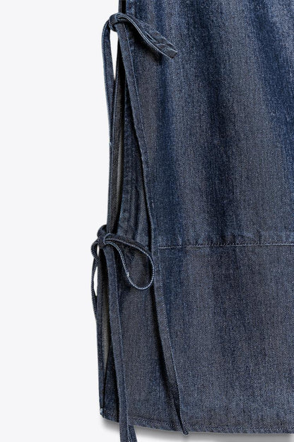 Zara Denim Tie Top and Crossover Denim Trousers Set