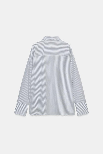 STRIPED POPLIN SHIRT WITH SCARF DETAIL