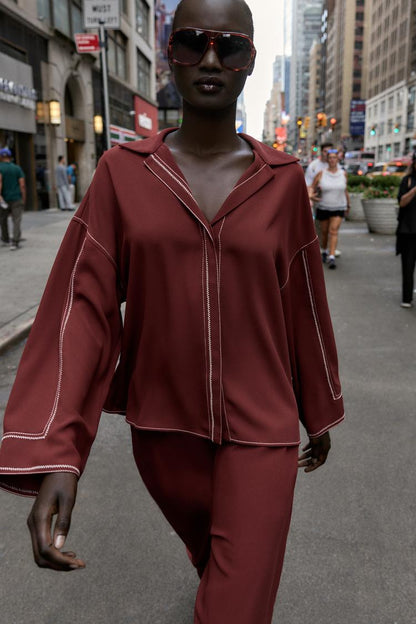 Zara Shirt With Contrast Topstitching