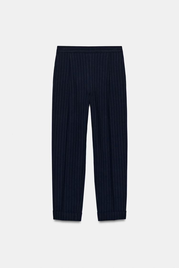 Pinstriped Trousers Navy Blue