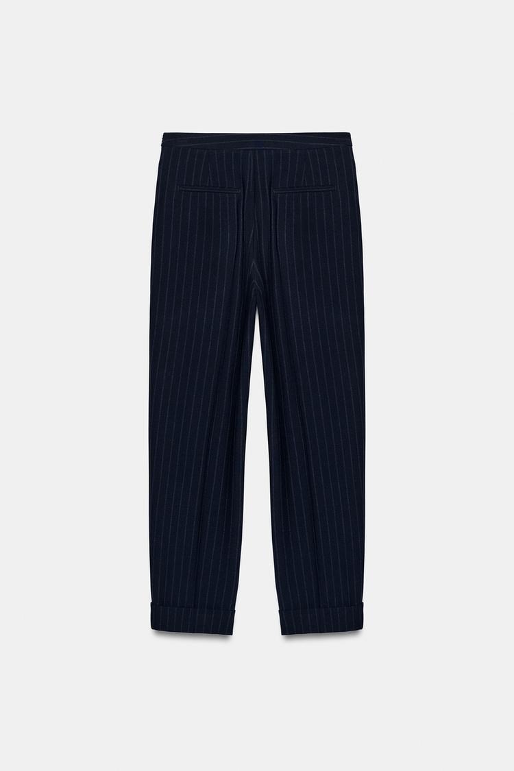 Pinstriped Trousers Navy Blue