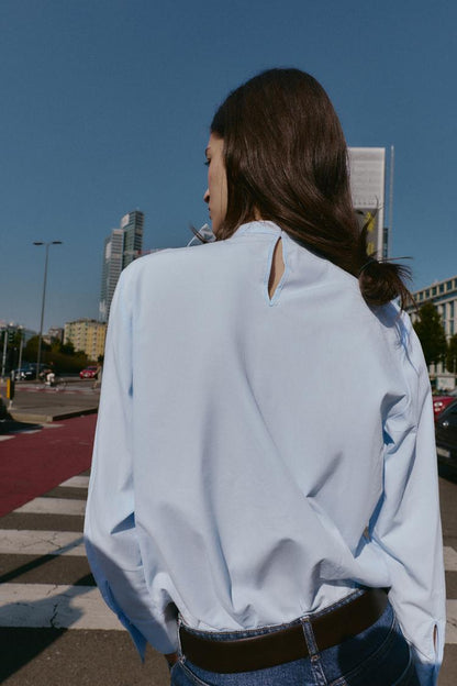 Zara Poplin Blouse Bow Shirt