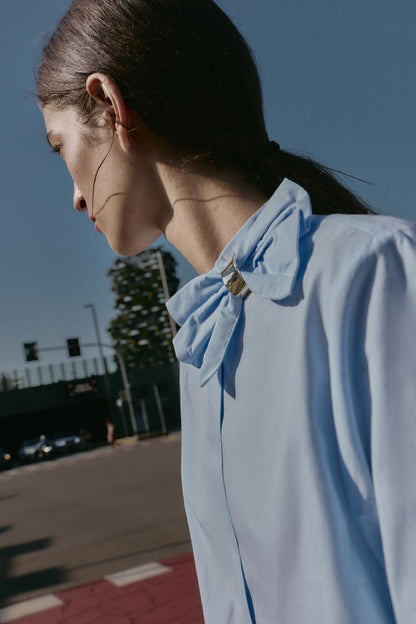 Zara Poplin Blouse Bow Shirt