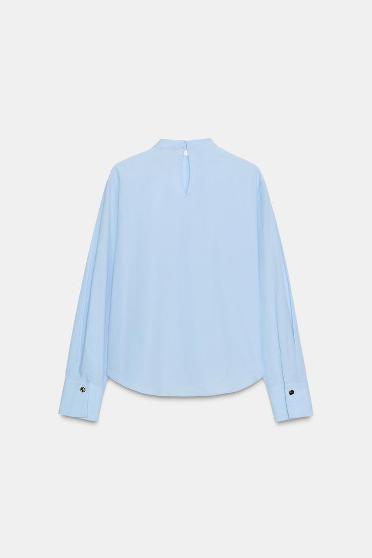 Zara Poplin Blouse Bow Shirt