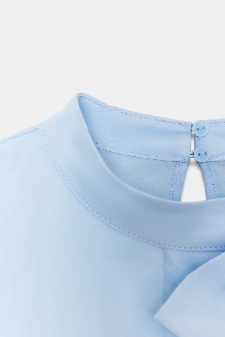 Zara Poplin Blouse Bow Shirt