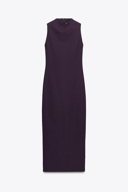 Long Round Neck Sleeveless Straight Hem Dress