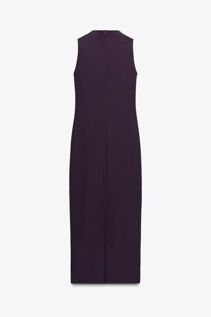 Long Round Neck Sleeveless Straight Hem Dress