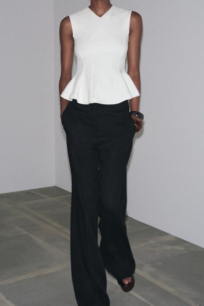 Sleeveless Interlock Peplum Top