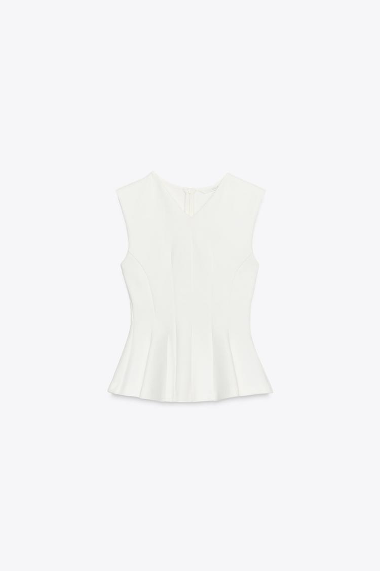 Sleeveless Interlock Peplum Top