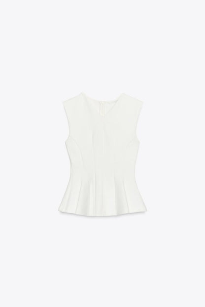 Sleeveless Interlock Peplum Top